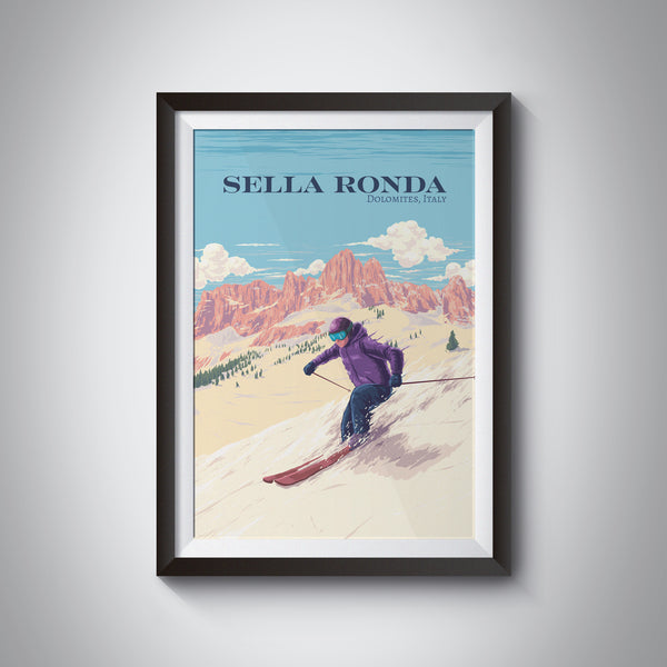 Sella Ronda Italy Ski Resort Travel Poster