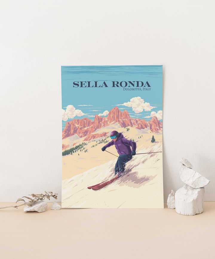 Sella Ronda Italy Ski Resort Travel Poster