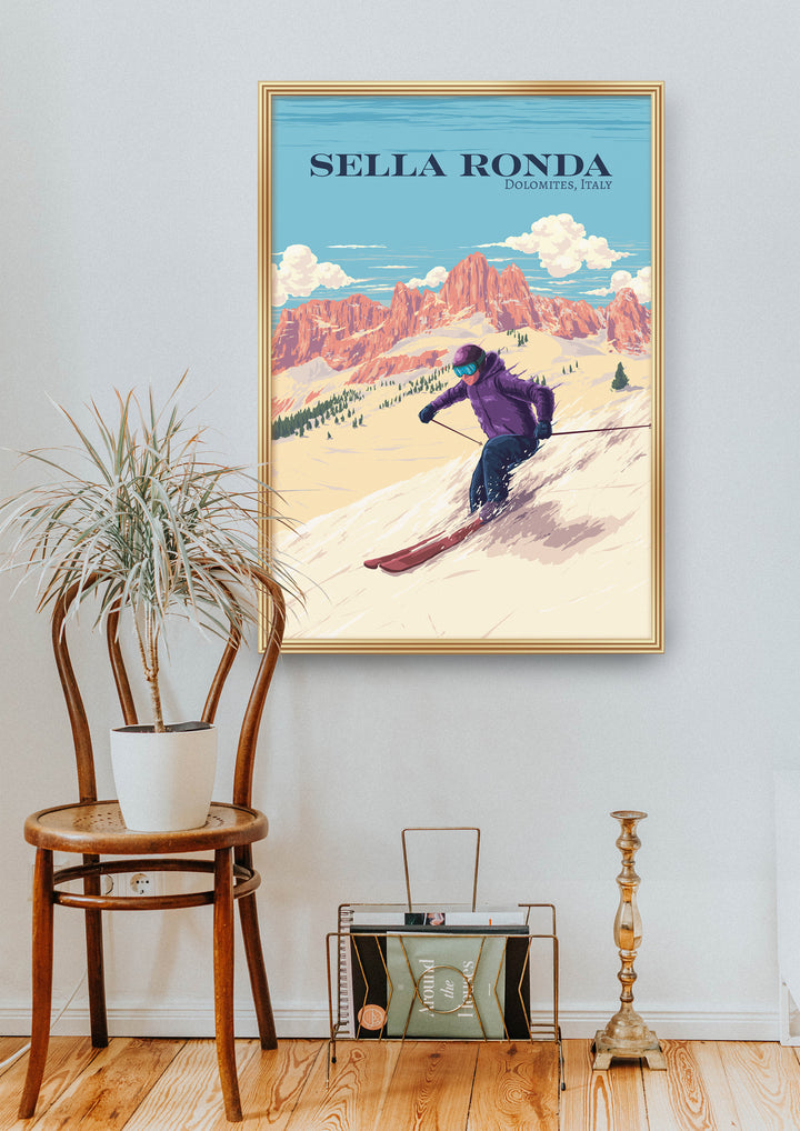 Sella Ronda Italy Ski Resort Travel Poster