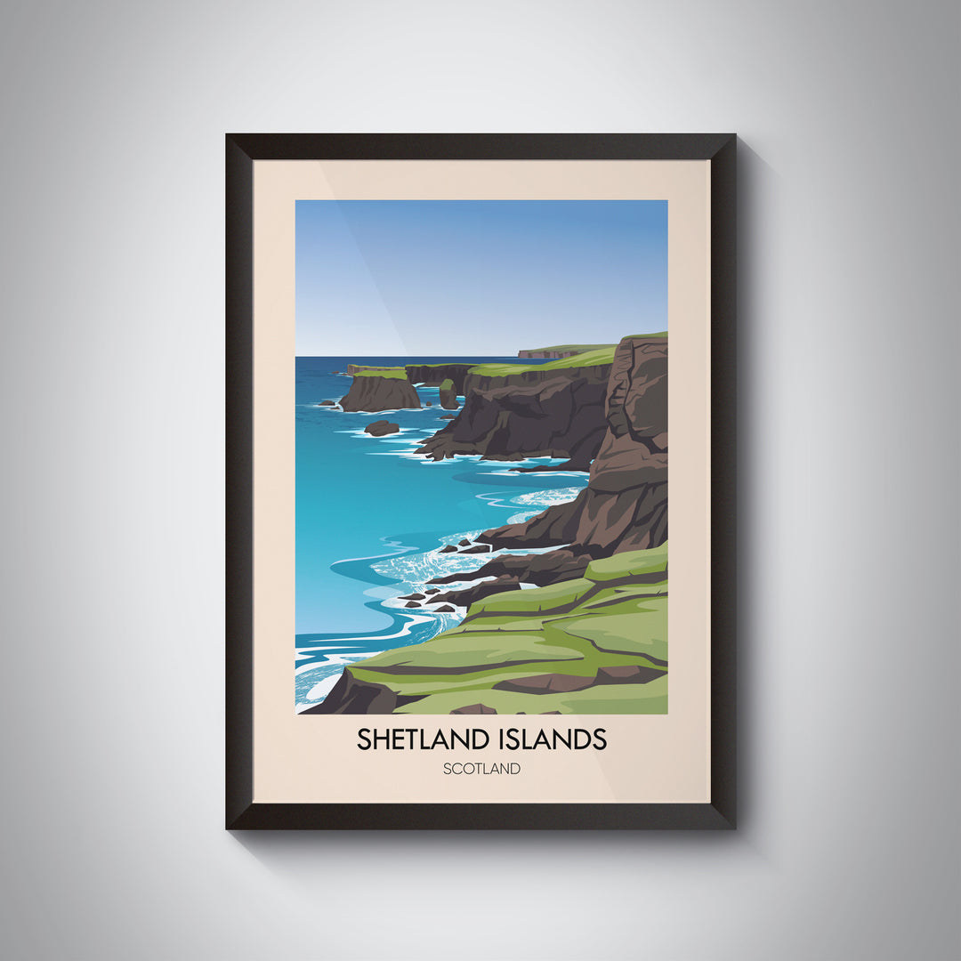 Shetland Islands Scotland Travel Poster