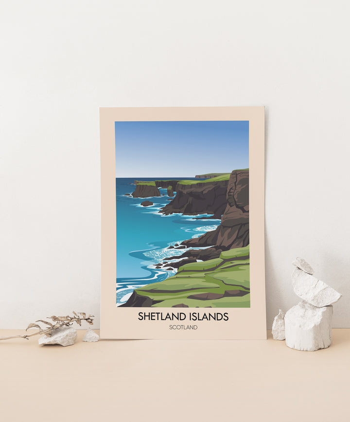 Shetland Islands Scotland Travel Poster