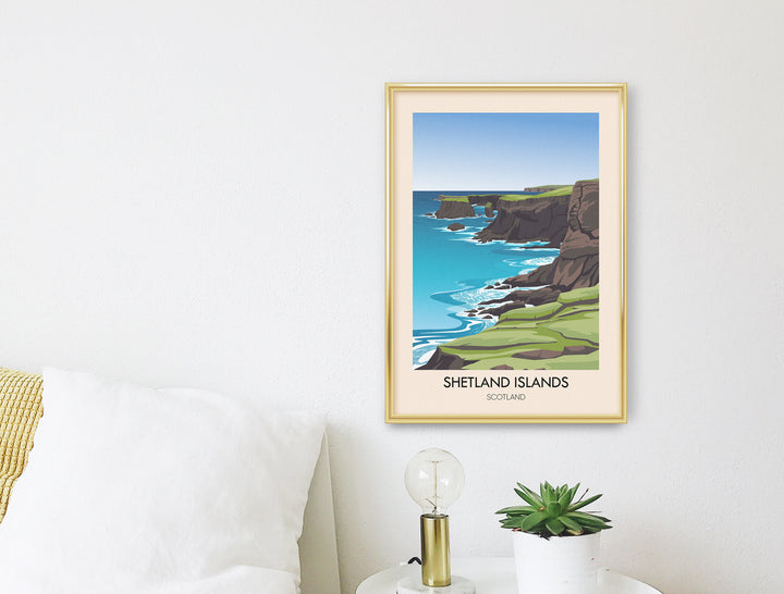 Shetland Islands Scotland Travel Poster