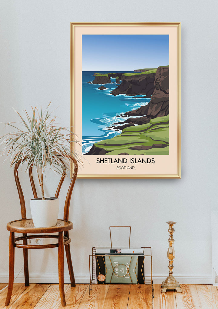 Shetland Islands Scotland Travel Poster