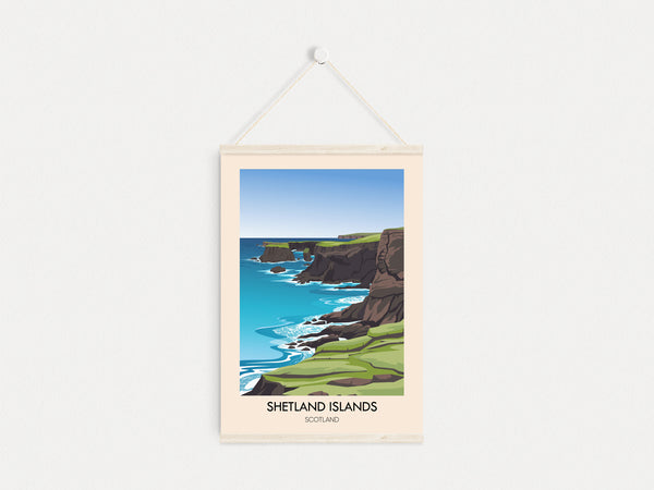 Shetland Islands Scotland Travel Poster