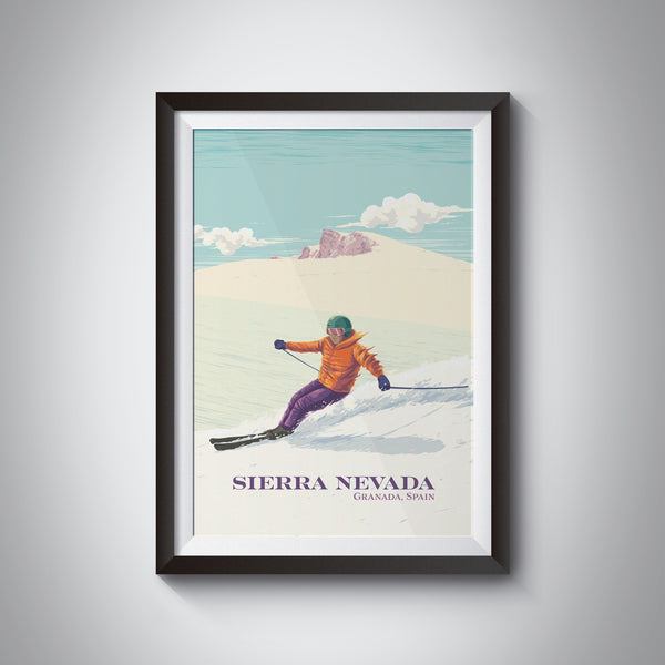 Sierra Nevada Spain Ski Resort Travel Poster