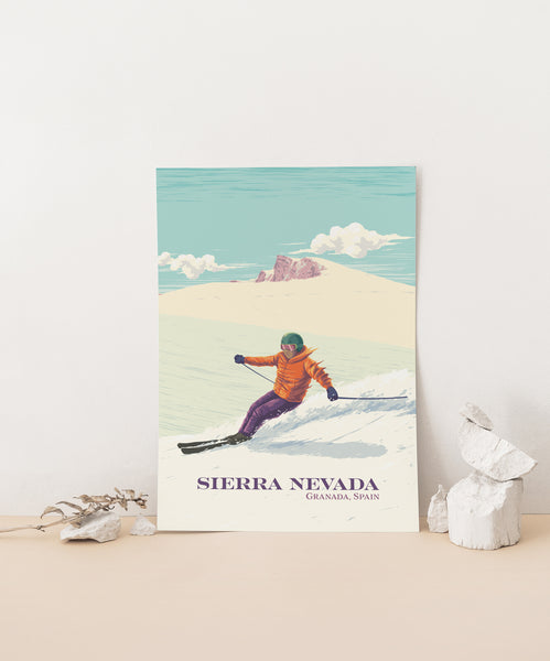 Sierra Nevada Spain Ski Resort Travel Poster