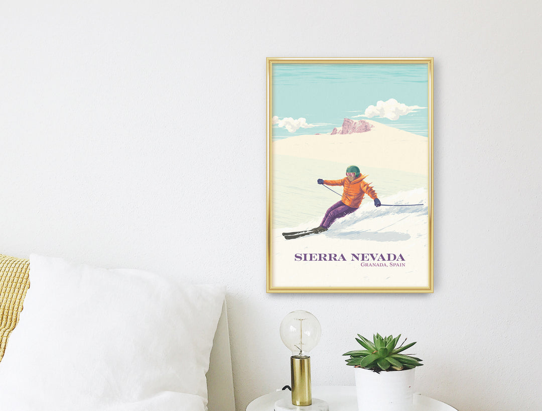 Sierra Nevada Spain Ski Resort Travel Poster