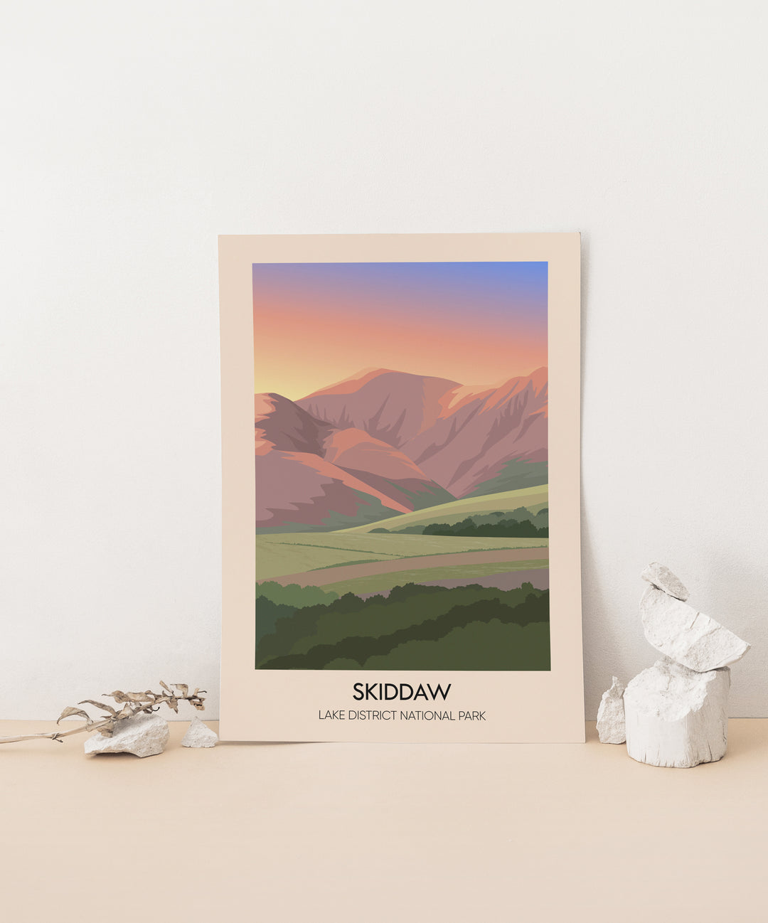 Skiddaw Lake District Travel Poster