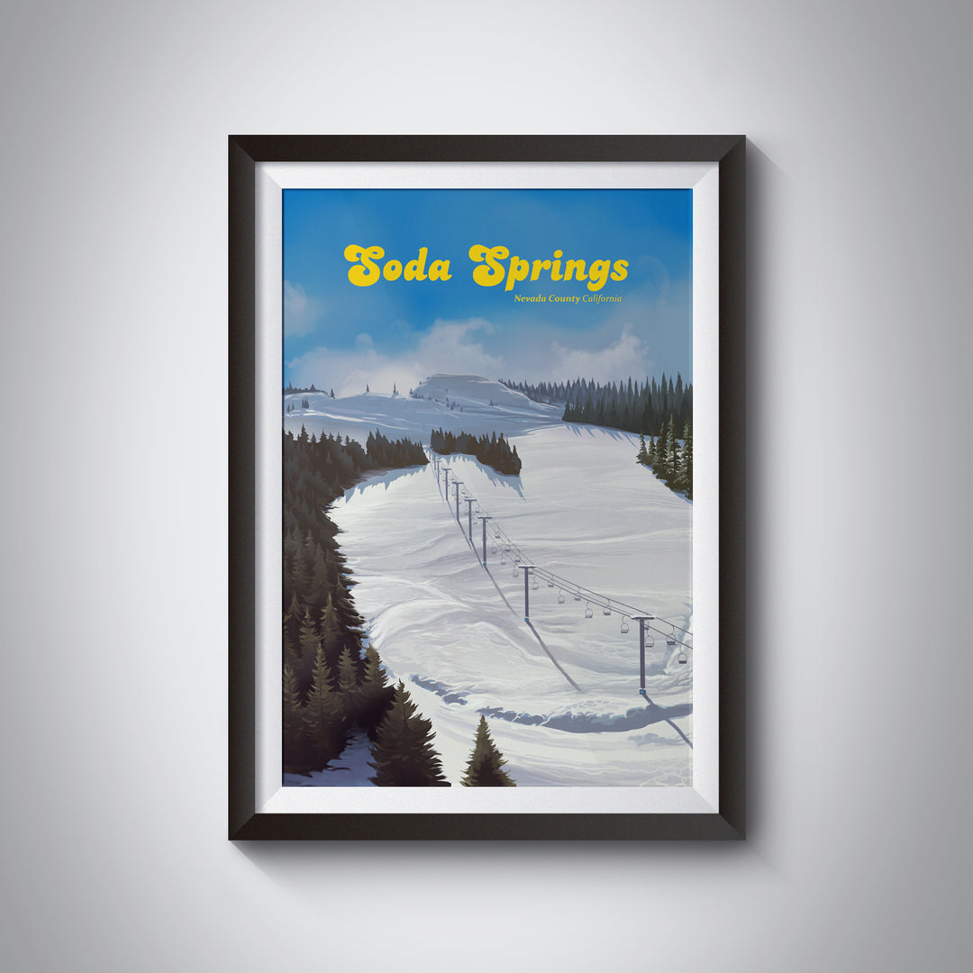 Soda Springs California Ski Resort Travel Poster