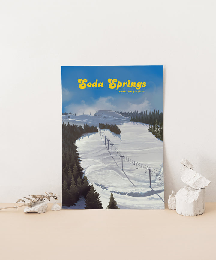 Soda Springs California Ski Resort Travel Poster