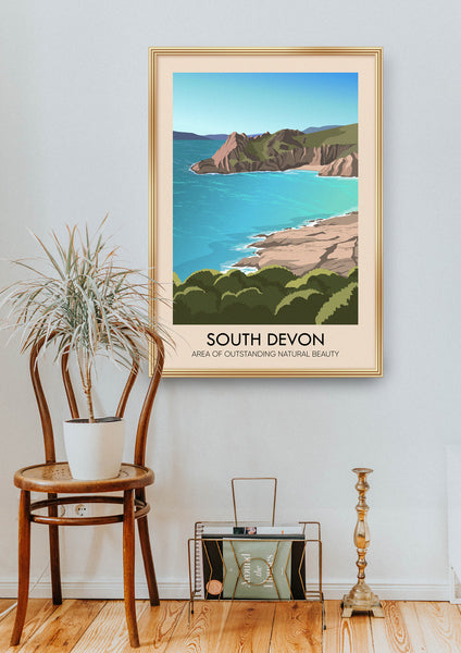 South Devon AONB Travel Poster