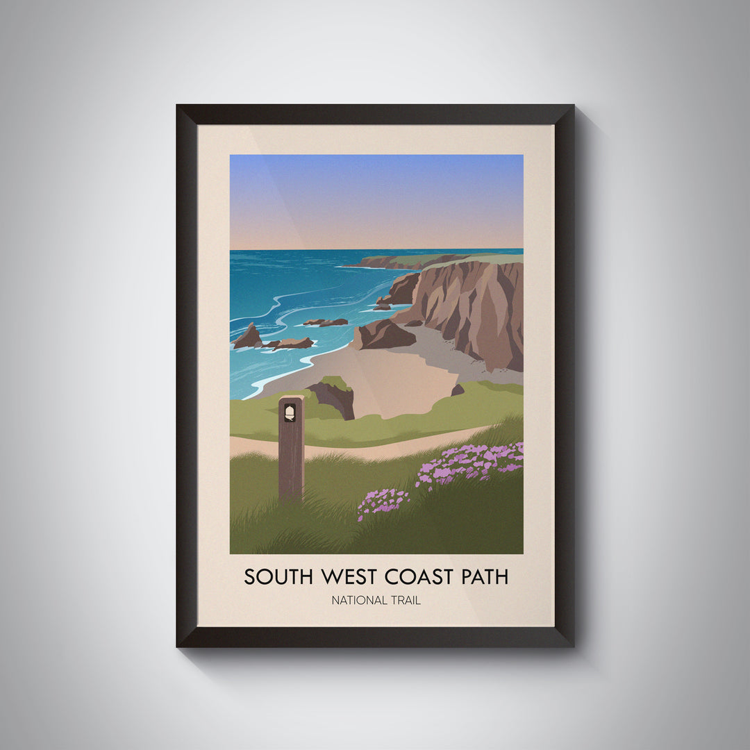 South West Coast Path National Trail Modern Travel Poster