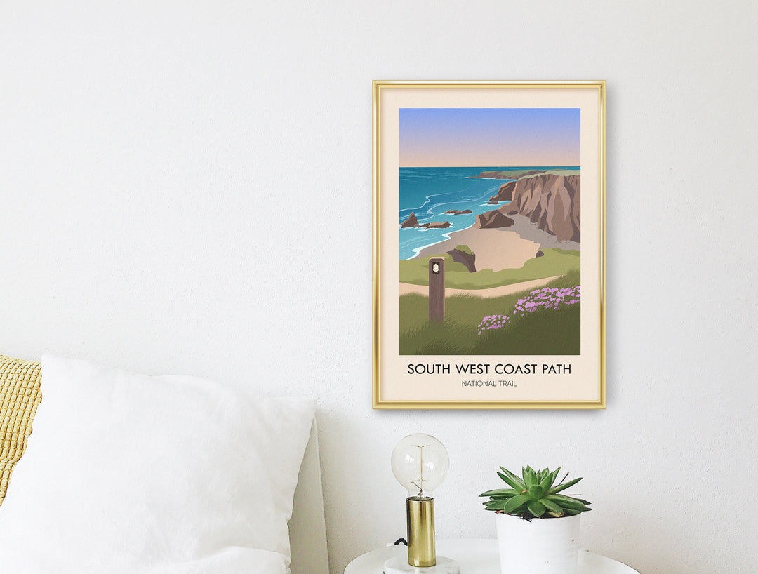 South West Coast Path National Trail Modern Travel Poster