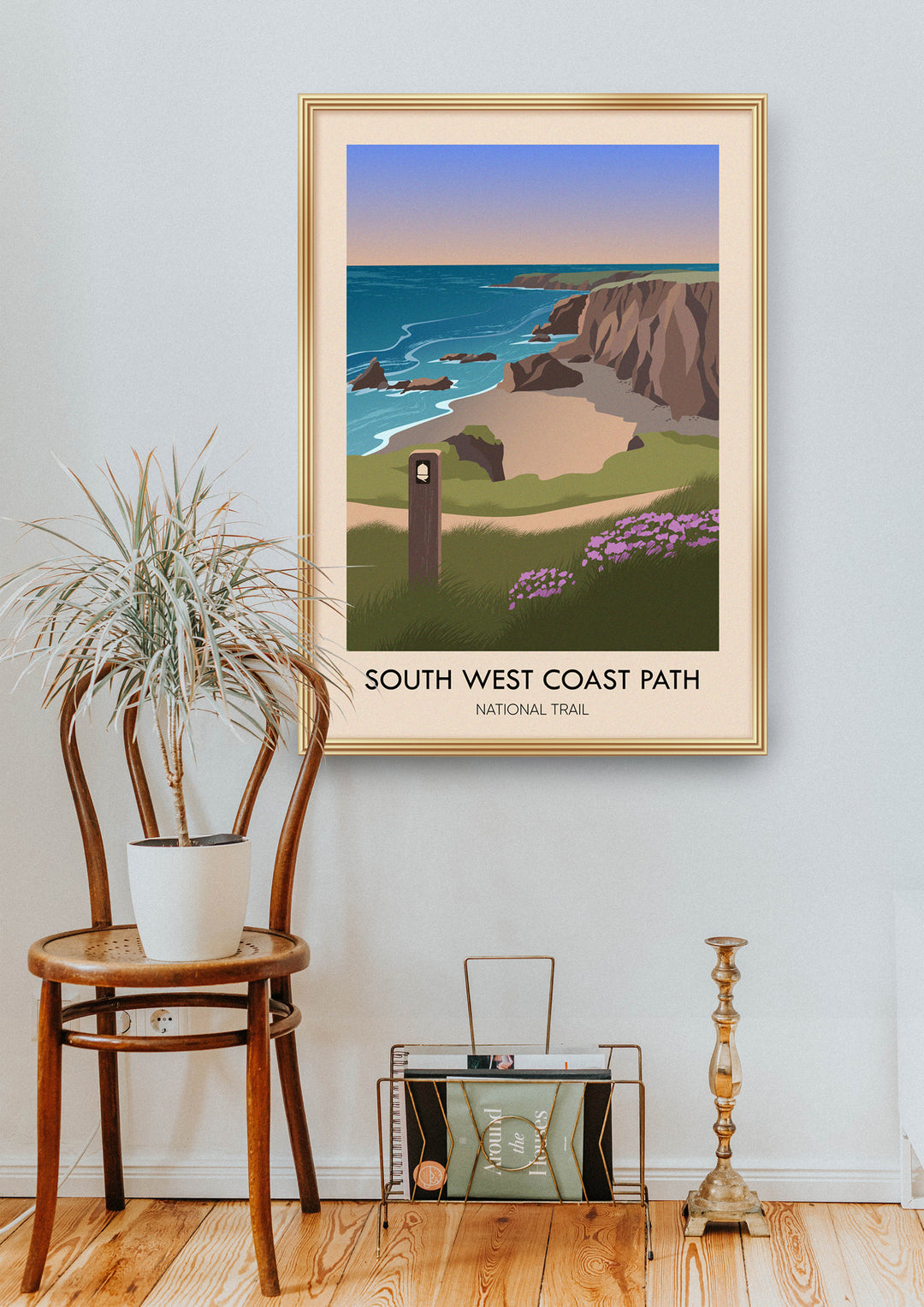 South West Coast Path National Trail Modern Travel Poster