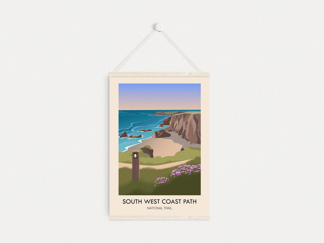 South West Coast Path National Trail Modern Travel Poster