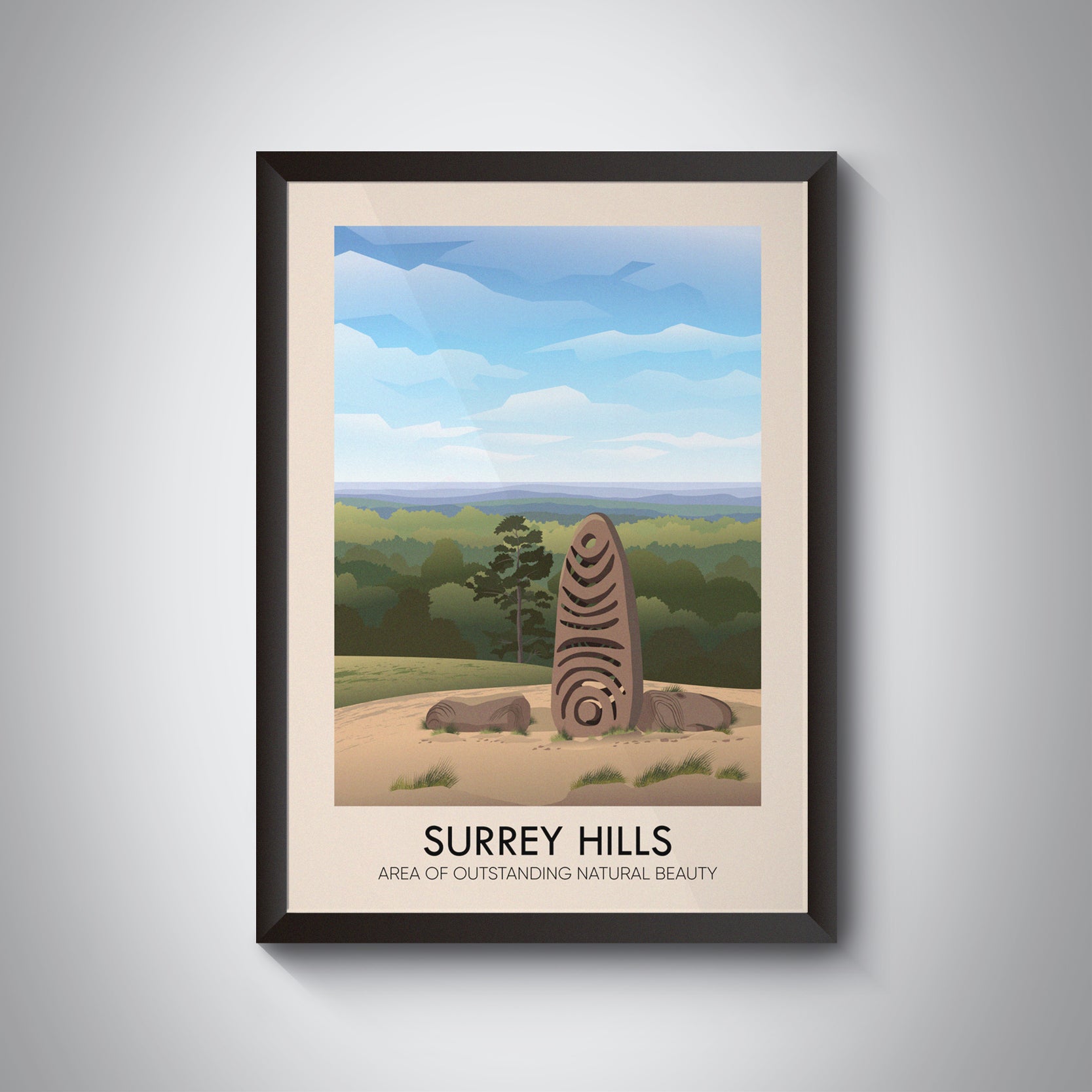 Surrey Hills AONB Travel Poster