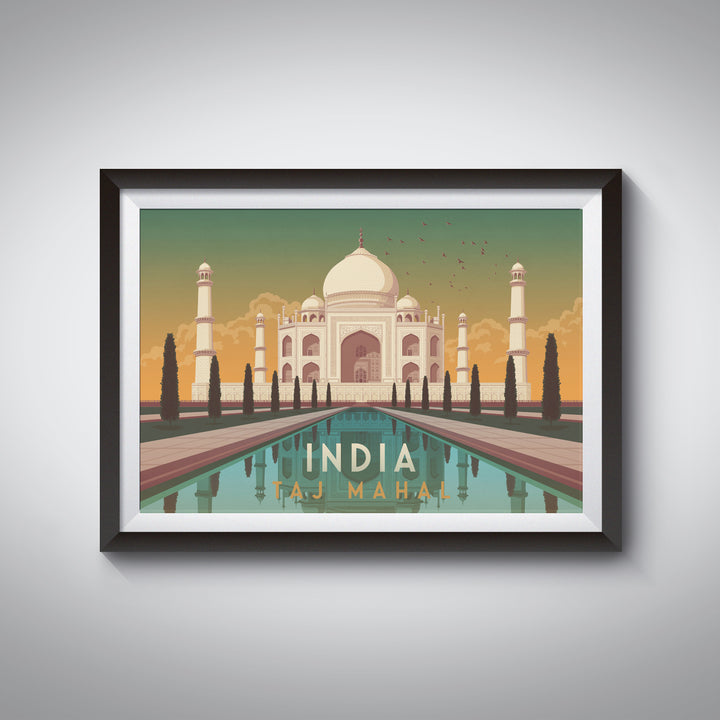 India Taj Mahal Travel Poster