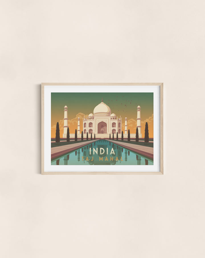 India Taj Mahal Travel Poster