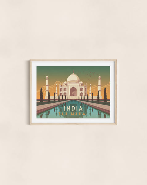 India Taj Mahal Travel Poster