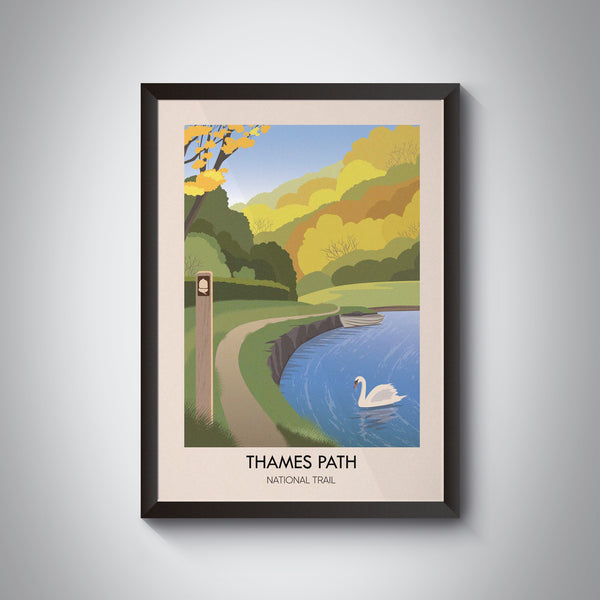 Thames Path National Trail Modern Travel Poster