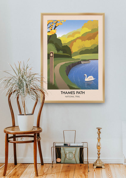 Thames Path National Trail Modern Travel Poster