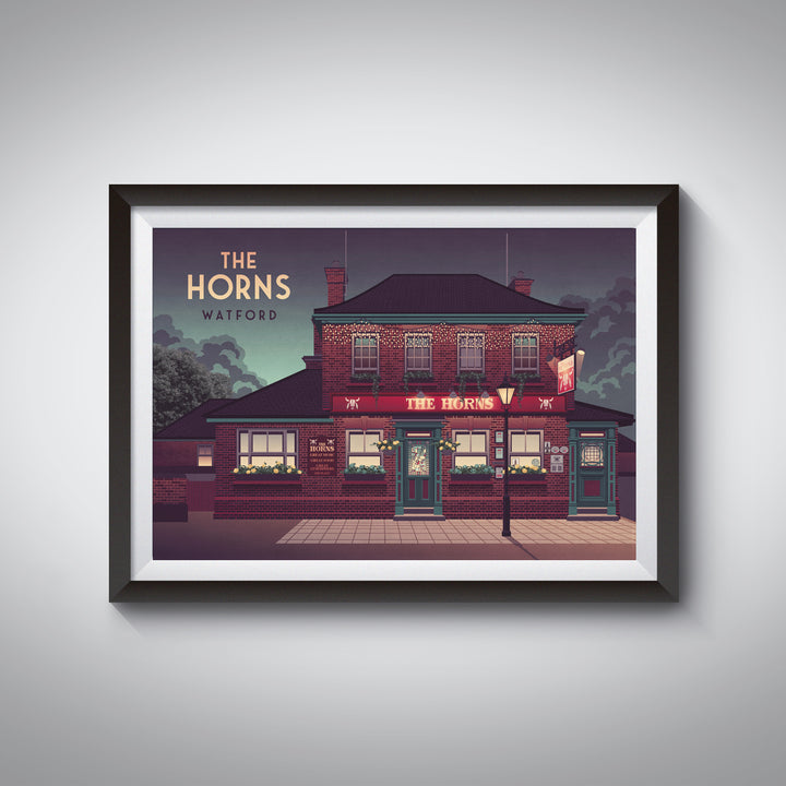 The Horns Watford Travel Poster