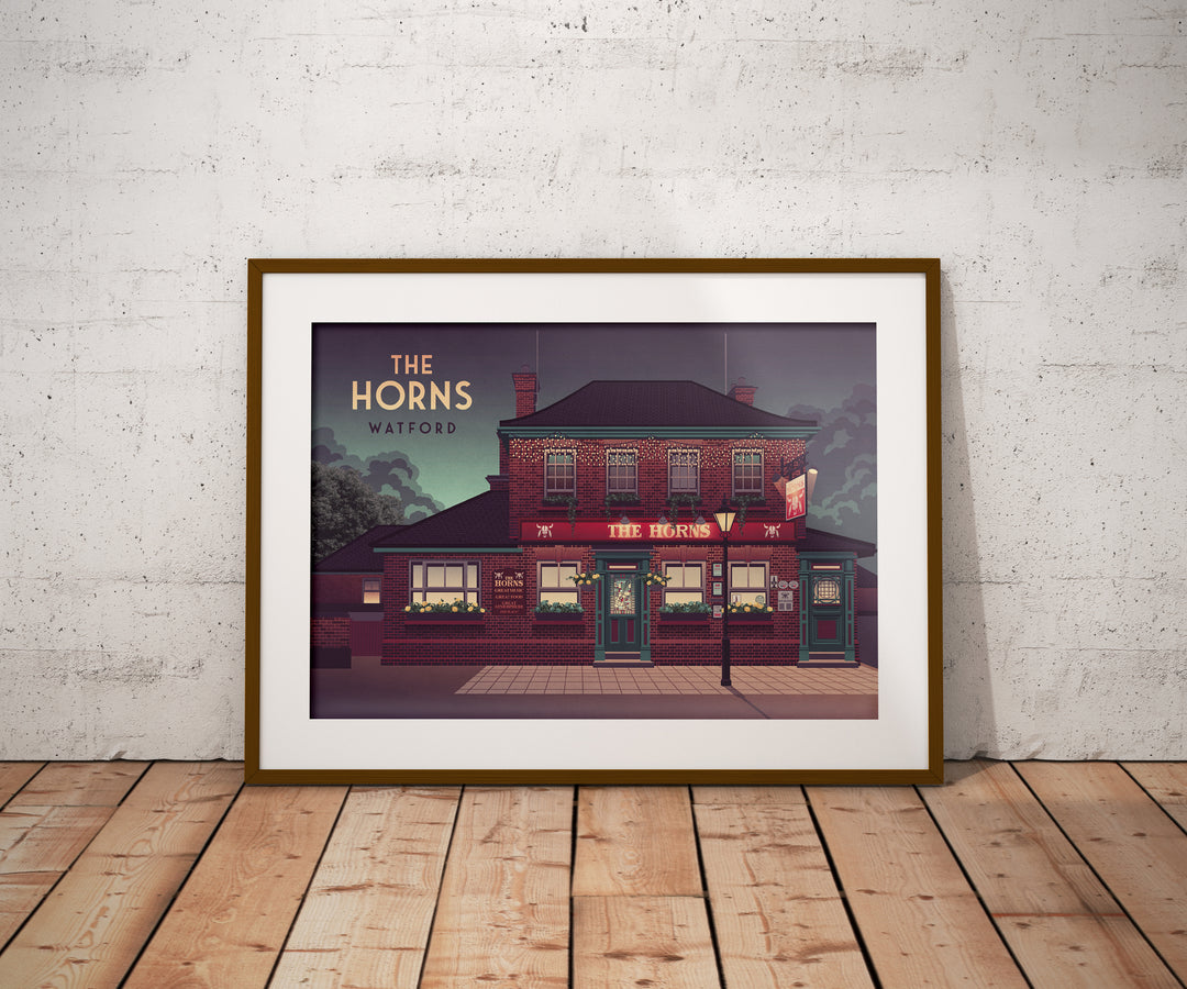 The Horns Watford Travel Poster