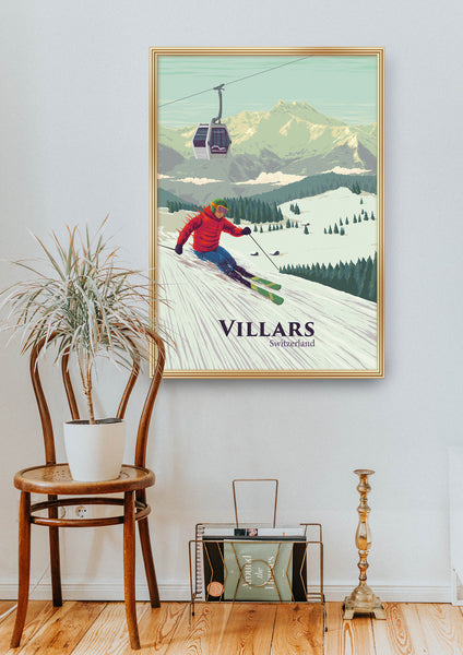 Villars Switzerland Ski Resort Travel Poster