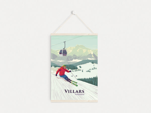 Villars Switzerland Ski Resort Travel Poster