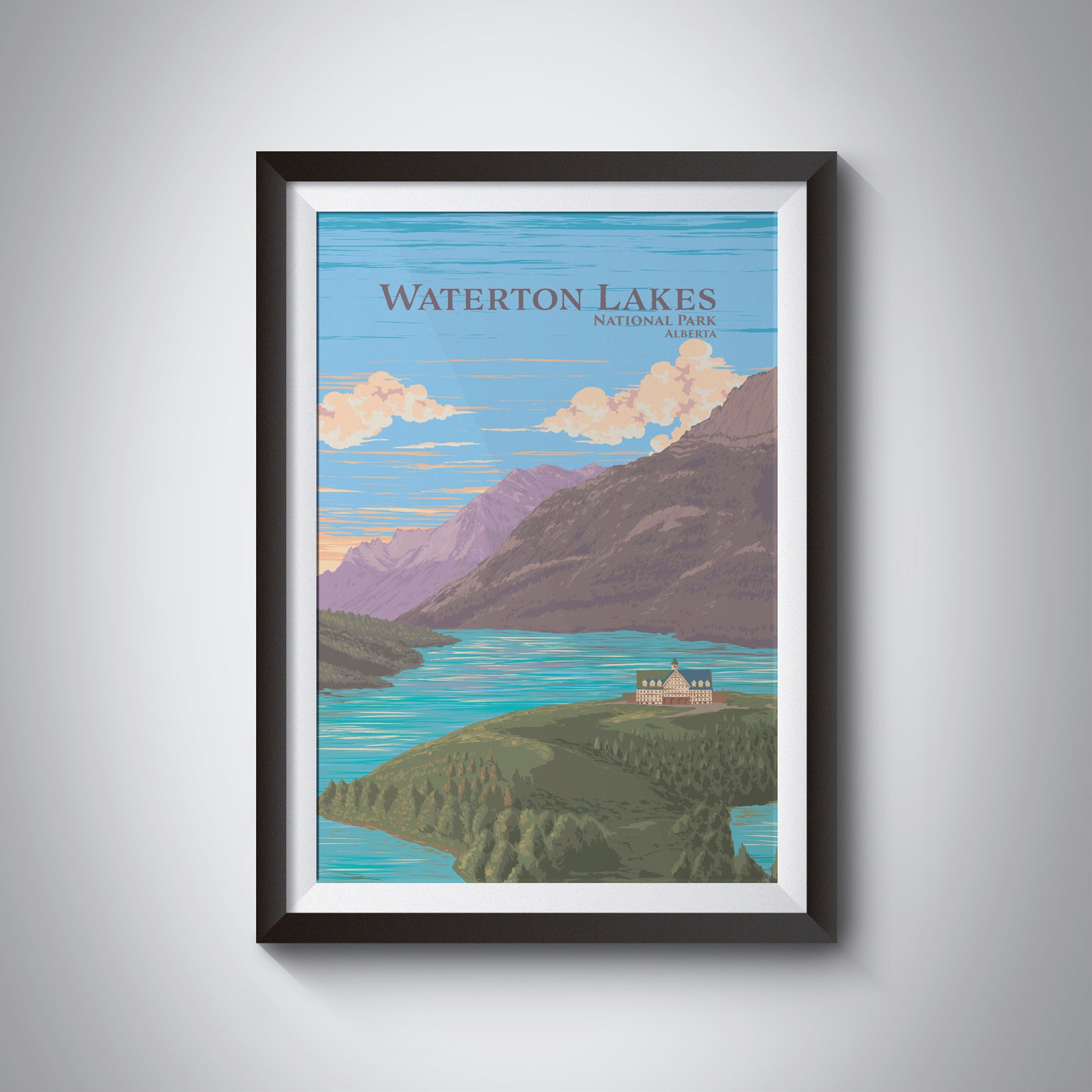 Waterton Lakes National Park, Alberta Canada Travel Poster
