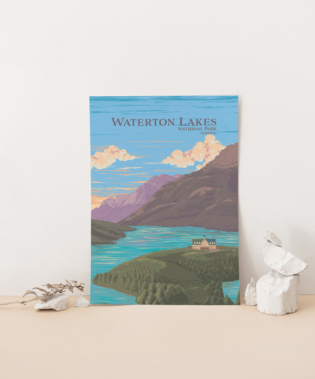 Waterton Lakes National Park, Alberta Canada Travel Poster