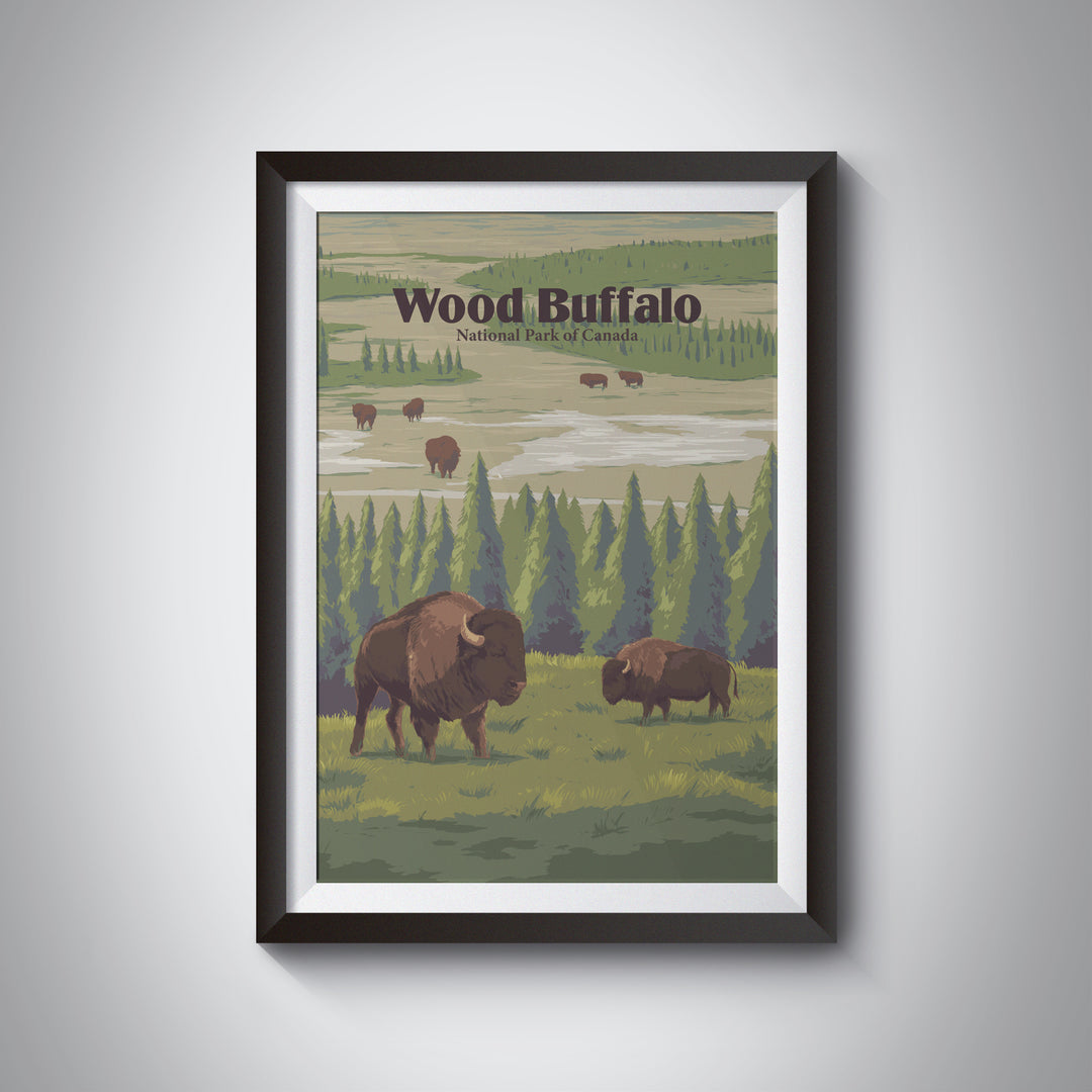 Wood Buffalo National Park Canada Travel Poster