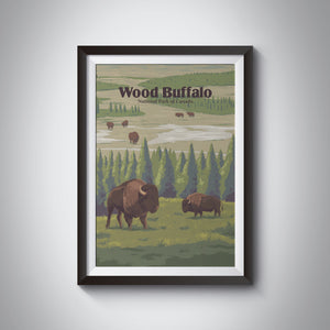 Wood Buffalo National Park Canada Travel Poster