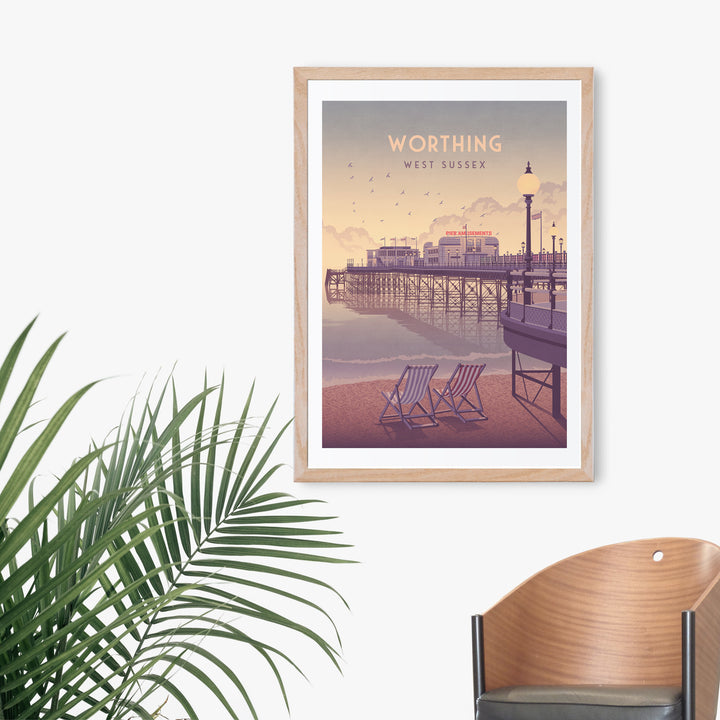 Worthing West Sussex Seaside Travel Poster