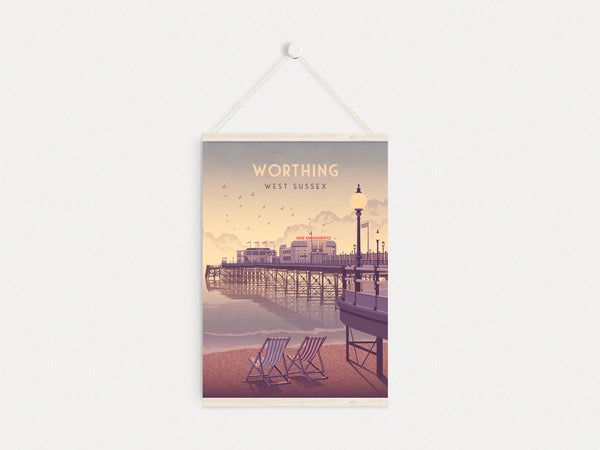 Worthing West Sussex Seaside Travel Poster