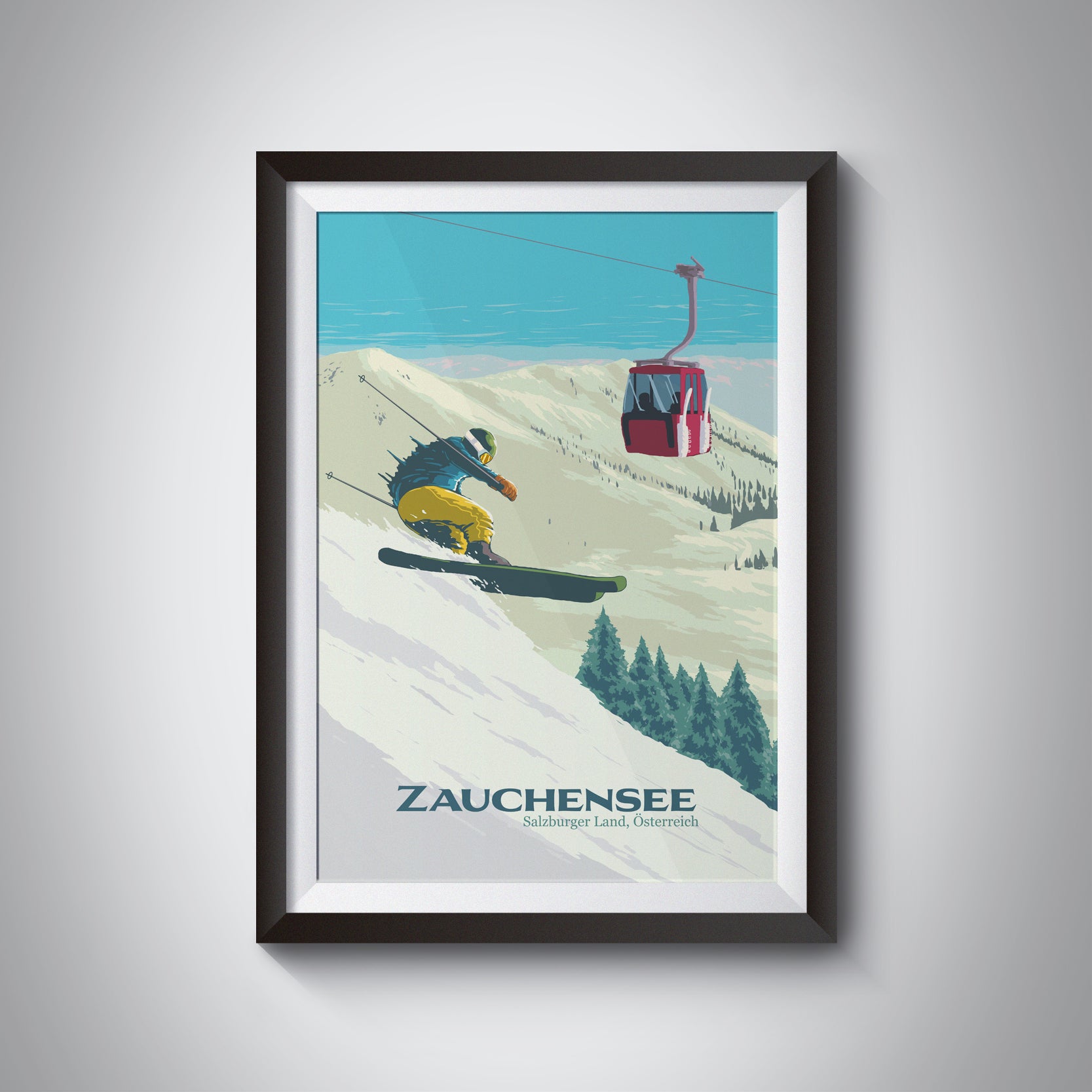 Zauchensee Austria Ski Resort Travel Poster