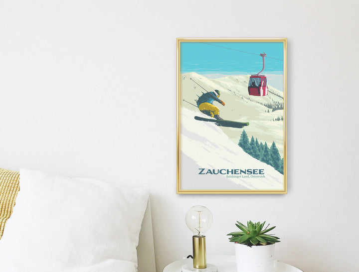 Zauchensee Austria Ski Resort Travel Poster