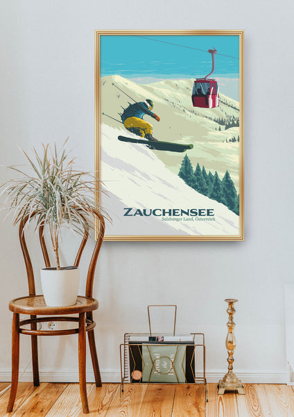 Zauchensee Austria Ski Resort Travel Poster