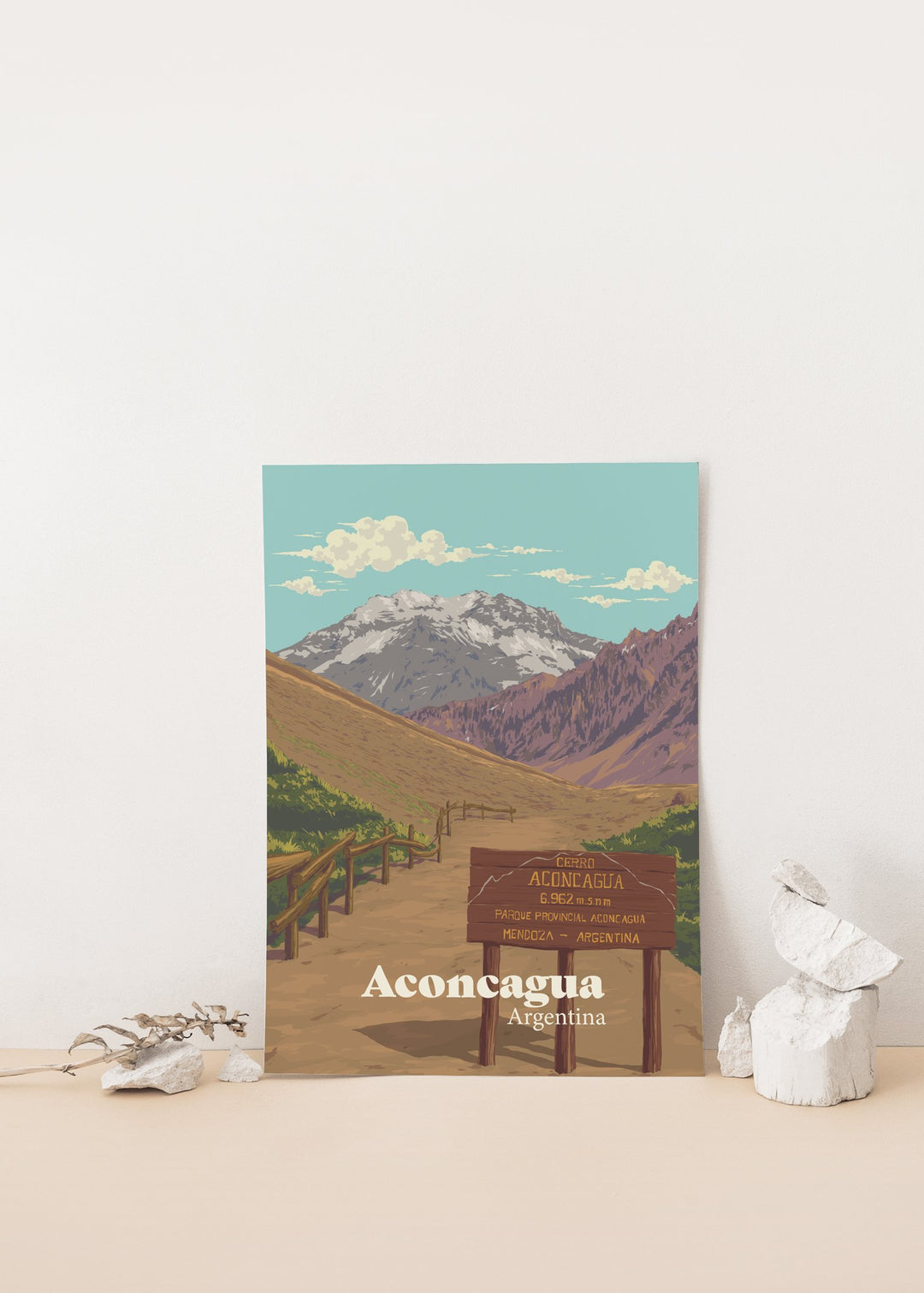 Aconcagua Mountain Travel Poster