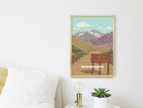 Aconcagua Mountain Travel Poster