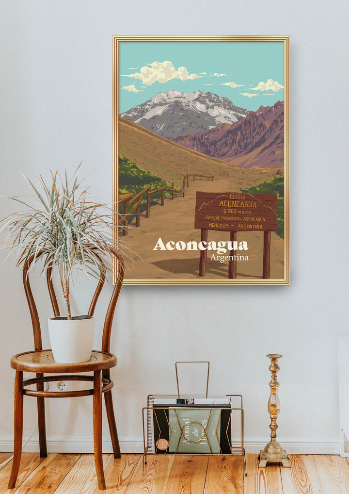 Aconcagua Mountain Travel Poster