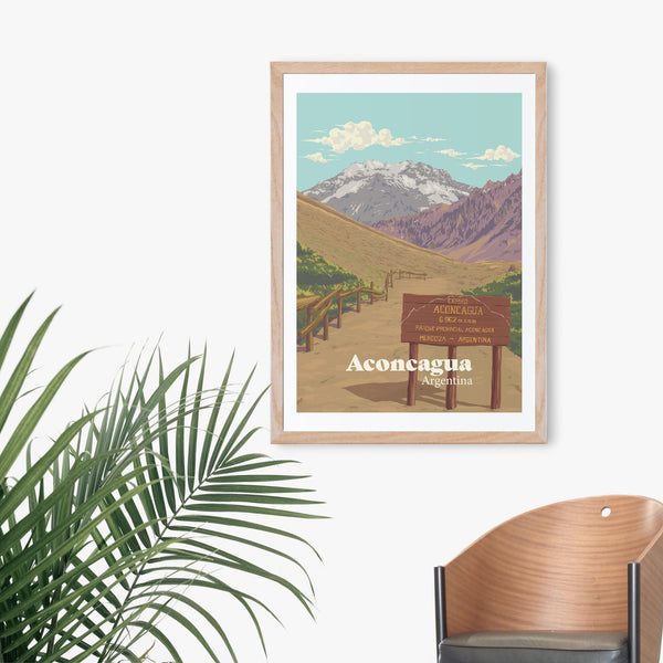 Aconcagua Mountain Travel Poster