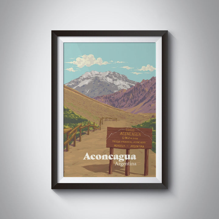 Aconcagua Mountain Travel Poster