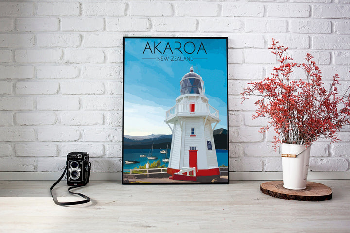 Akaroa New Zealand Travel Poster