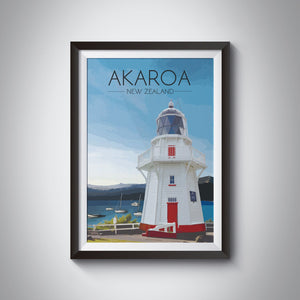 Akaroa New Zealand Travel Poster