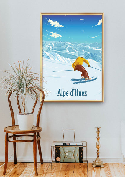 Alpe d'Huez Ski Resort Travel Poster