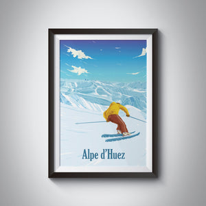 Alpe d'Huez Ski Resort Travel Poster