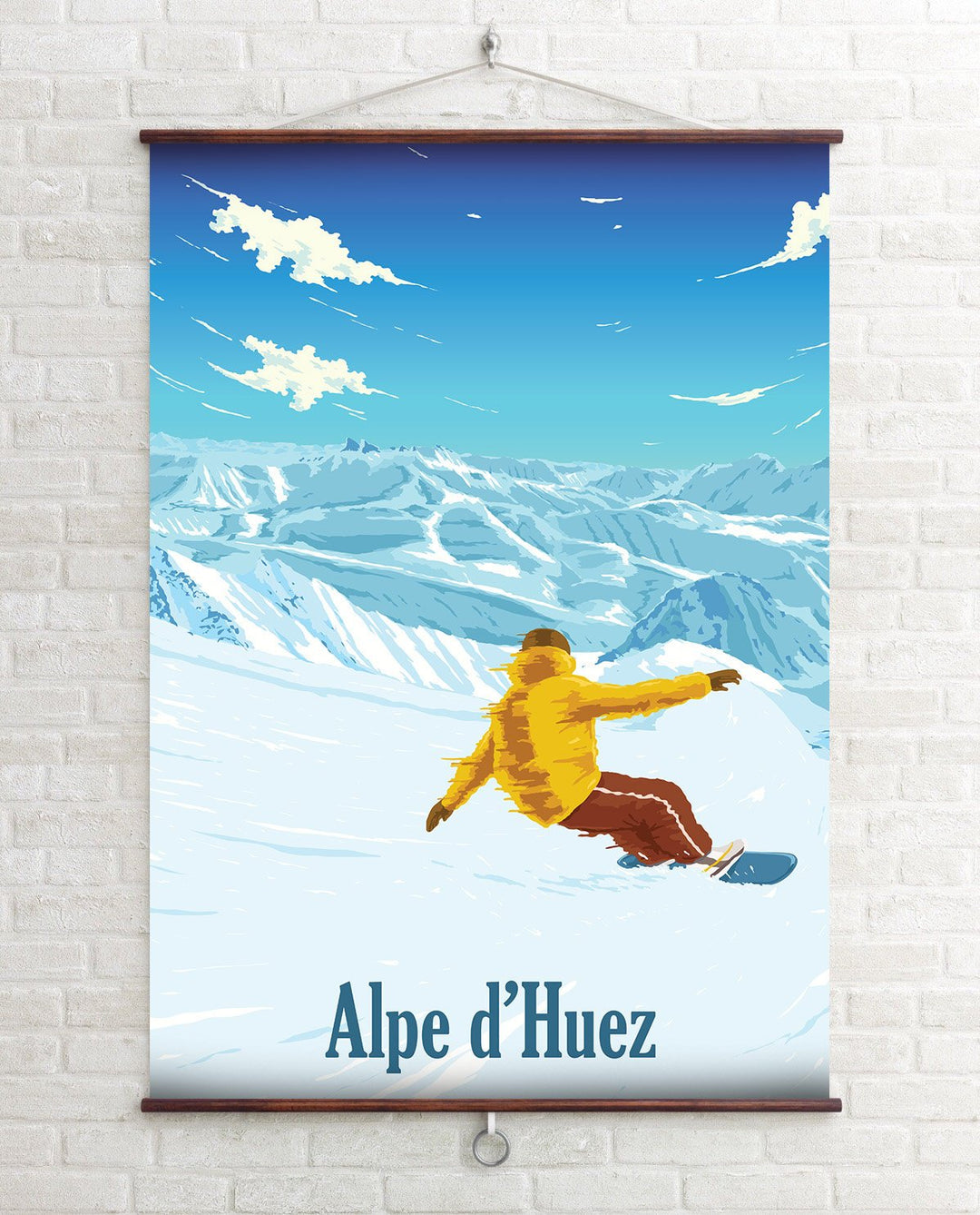 Alpe d'Huez Snowboarding Travel Poster