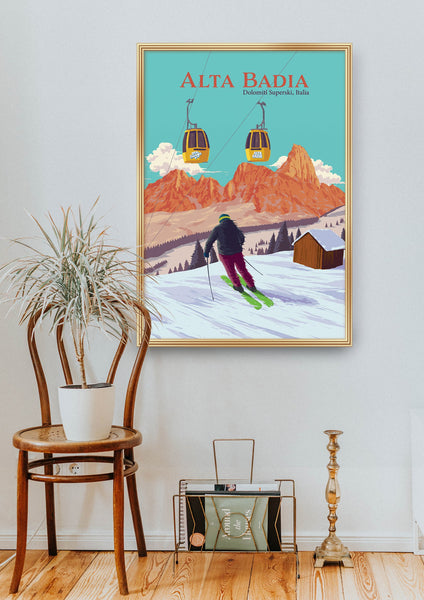 Alta Badia Ski Resort Travel Poster