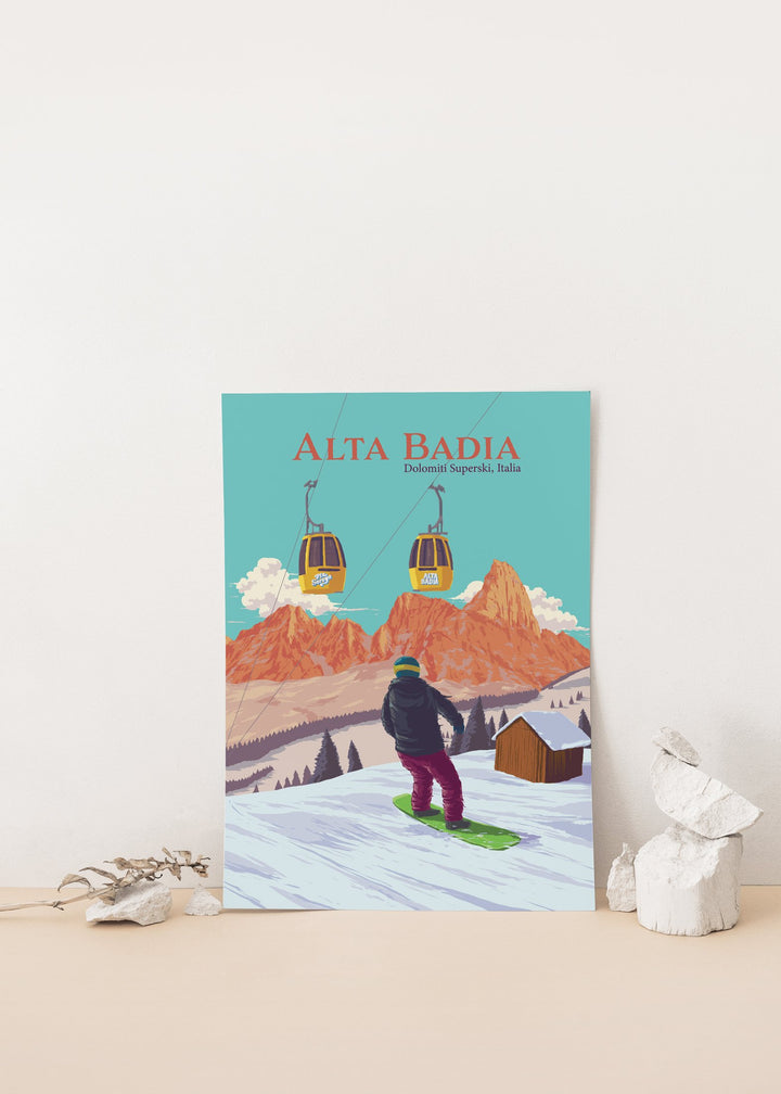 Alta Badia Snowboarding Travel Poster